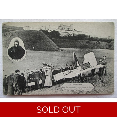 Louis Bleriot Landing Spot in Dover Postcard